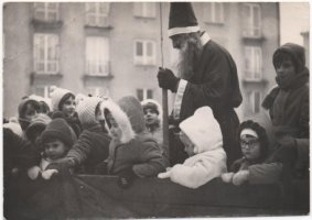 Rok 1970 (?).  Kulig  z Mikołajem w Siemirowicach.